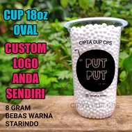 cup oval 18 oz printing gelas plastik custom sablon starindo boba jus