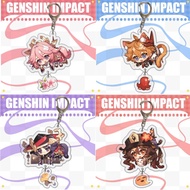 Genshin Impact Anime KeyChain Ganyu Xiao Eula Tartaglia Men Key Chain for Women Kawaii Print Figure 