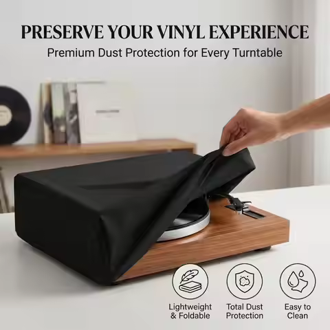Turntable Cover Compatible with Karaoke Machines CD Vinyl Record Players – Music Player Cover, Dustp