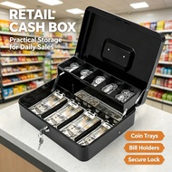 Steel Metal Cash Box Money Boxes Large Money Box for Cash Metal Lock Box for Money Cashier Box