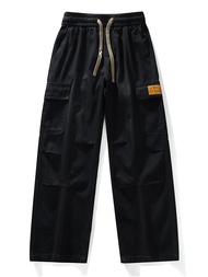 Mens Cargo Jeans with 5 Pockets Spring Summer All-Day Wide Leg Straight Baggy Jeans Brushed Warm Den