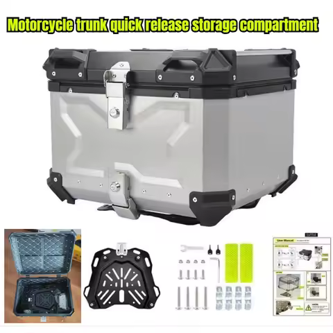45L 55L 65L 80L 100L Motorcycle Trunk Aluminum Alloy Quick Release Storage Box Embossed X Design Mot