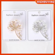 HIGHBUYING Rhinestone Dandelion Pins For Women Pearl Plant Brooches Banquet Party Bapa Gifts Jewelry