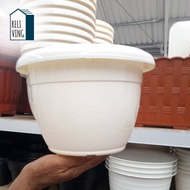 Pot Bunga Putih Plastik Awet Kuat Tebal Premium Tantos Diameter 25CM Pot Kembang Putih Pot Tanaman T