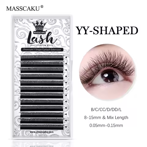 YY Eyelashes Extension Lashes Y Shaped 0.07mm D Curl 8-15mm Single Tray Lash Extension Easy Premade 