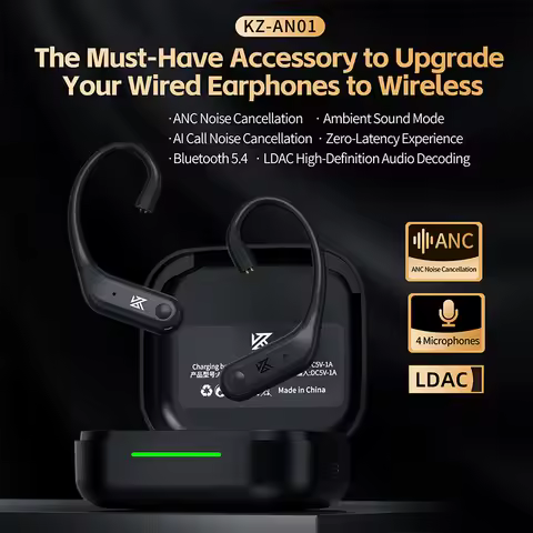 KZ AN01 Wireless Ear Hook Cable ANC Bluetooth Module LDAC HD Active Noise Cancellation For C-Pin Ear