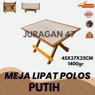 Juragan 47 - Meja Lipat Polos Putih- Meja Belajar Kayu Lipat Polos Alas Putih- Meja Mengaji Laptop Les Motif Polos