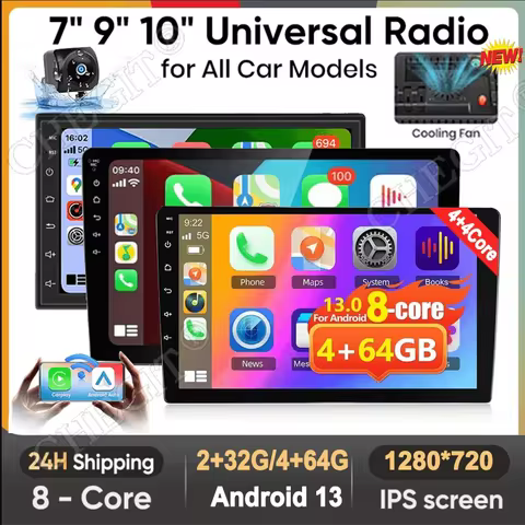 Android 13 2DIN 4/8Core Car Radio 7/9/10inch Universal Host Player Navigation Video Multimedia For V
