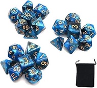 DollaTek Polyhedral Dice Set Table Games Dice 3 Sets Dice 3 x 7 (21 Pieces) Dice Series D20 D12 D10 