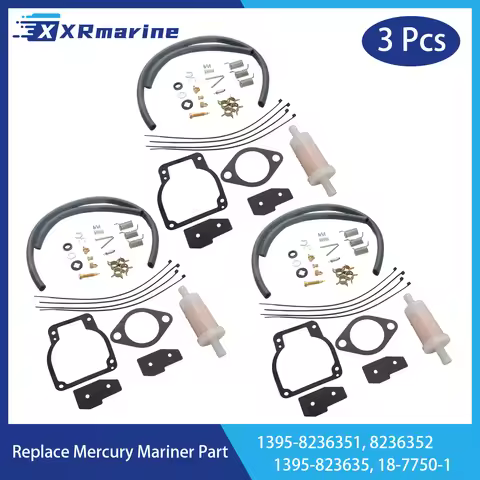 3 Pcs Boat Engines Carburetor Repair Kit for Mercury Mariner Outboard Motor 1395-8236354 18-7750-1 1