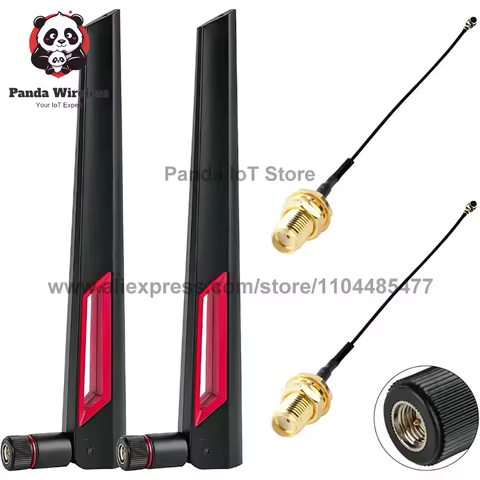 2PCS Dual Band 2.4G/5.8GHz Wifi Antenna 12dBi RP SMA Male with U.FL/MHF4 Adapter cable for PC Deskto