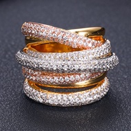 janekelly jankelly Famous Brand Luxury Cross Geometry Cubic Zironium Engagement Dubai Uni Rings Bridal Finger Ring Jewelry
