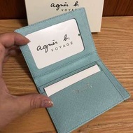全新 agnes b 藍綠色 湖水綠 照片層 防刮 證件夾 信用卡夾 名片夾 牛皮 真皮 保證真品 正品 女用 日本限定