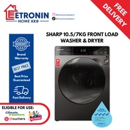 *Climate Voucher Eligible* SHARP 10.5/7.0KG Front Load Washer Dryer Combo ES-FW105D7PS