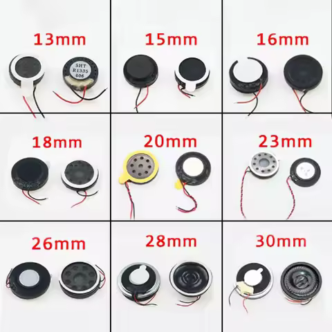2PCS 13mm 15mm 16mm 18mm 18 20 23 26 28 30 MM Mini Speaker Round Runway Loudspeaker 8Ohm 0.5W For MP