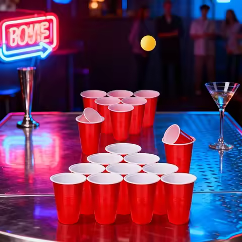 24 PCS Beer Pong Game Cups for Outdoor Drinking Games, Camping Parties, Christmas Bar Game Supplies,
