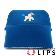 愛馬仕 Bolide Pouch GM Animaux Natte H103834M 01 羊毛女士其他包款 藍色 [全新未使用]