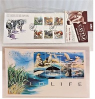 1996 1997 牛 野生動物 Cattle Wildlife New Zealand 新郵票 首日封 紀念套 Post Stamp set First Day Cover 新西蘭 紐西蘭 郵政局 抹香鯨、黃眼企鵝、海狗、皇家信天翁、寬吻海豚、白鷺 安格斯 Angus Cow Ox