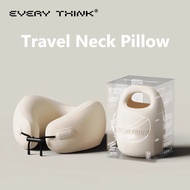 EVERYTHINK Travel U-shaped Pillow Chin Neck Support Memory Foam Neck Pillow Compact Airplane Pillow for Traveling Flight Car