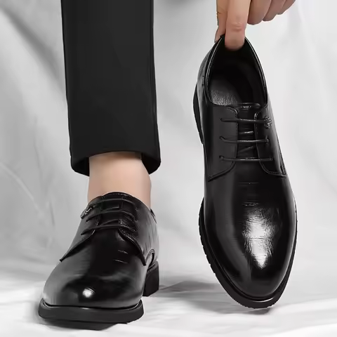 Men's Leather Shoes Business Formal Wear Four Seasons Casual Breathable Commuting Soft Sole British 