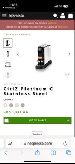 Nespresso CitiZ Platinum C Stainless Steel