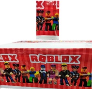 Toystoryshop Robloxs หุ่นยนต์ธีมบล็อกผ้าปูโต๊ะงานปาร์ตี้Ro-Blox ผ้าคลุมโต๊ะของขวัญวันเกิดตกแต่งงานเล