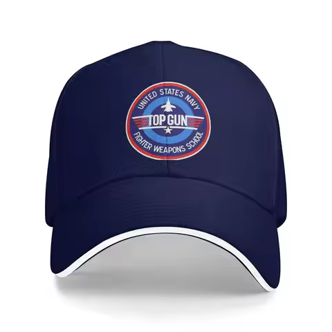 Top Gun Logo Sandwich Hats Unisex ,Vintage,Baseball Cap 80s Movies Hat Adjustable Polyester Cap Spri