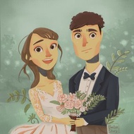 數碼 畫你們的婚紗照 喜帖 婚紗 禮物 人像 似顏繪 聖誕 交換 禮物