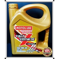 MOTOLUBE Fully Synthetic Petrol Engine oil 5W-30 SN 4L Minyak Hitam Minyak Pelincir kereta