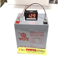 Voz Battery 12V 5Ah + Digital Volt Meter