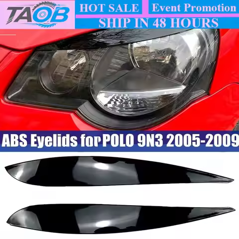 Car Headlight Eyebrows For VW Polo 4 MK4 9N3 GTI R32 TDI 2005-2009 Eyelids Lids Cover Trim Stickers 