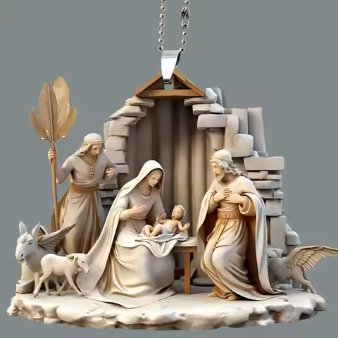 The Birth Of Jesus Christmas Nativity Scene Ornaments Acrylic Home Holy Religious Memorial For Chris