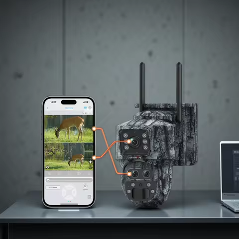 LS VISION 15X Zoom WiFi Solar Camera Outdoor 4G Dual Screen Live Streaming, 360°ptz Viewing, Motion 