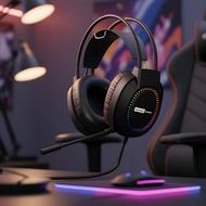 Lenovo Over-Ear Gaming Earphones, RGB Lighting, Noise-Cancelling, for PC & Laptop, Comfortable  Fon 