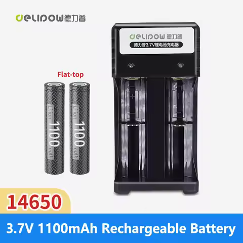 2-4pcs 100% New Original Delipow Flat-top 14650 battery 3.7v （14*65mm） 650mAh 14650 Lithium lon Rech