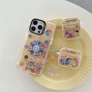 【1 Set】Sunflowers Quicksand Case For iPhone 14 Pro Max 12 13 Pro Max 12Pro 13 14 Phone Cover Caisng 