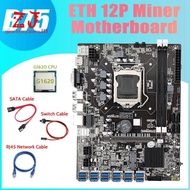 B75 ETH Miner Motherboard 12pcie Ke USB3.0+CPU G1620+Kabel Jaringan