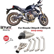 For Honda CB650R CBR650R 2019-2023 Full Systems Motorcycle Exhaust Carbon Fiber Escape Slip On Front Link Pipe Muffler