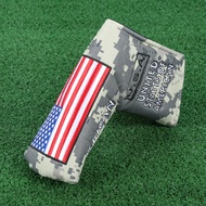 Outdoor Waterproof Nylon Camouflage Green Golf Club Putter Headcover USA Flag Embroidery Blade Putter Head Cover for Golfer Gift