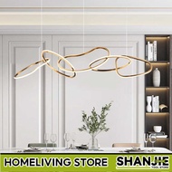 SHENJIE 120CM 5Ring Pea Stainless Steel Special-Shaped Chandelier Modern Led Pendant Light For Dinin
