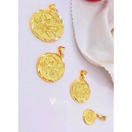 [VJ]Pendant "Coin Bunga Raya" 999.9 Bangkok Gold Plated <Loket Bunga Raya Syiling>