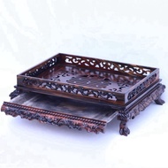 Dragon Carved Tea Tray with Multi-veined Black Ebony Wood