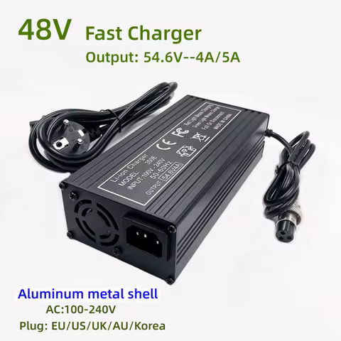 48V Fast Charger 54.6V4A/5A Charger For 13S 48V lithium Battery Charger GX16 Connector Strong Heat D
