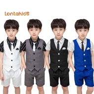 lontakids 4PCs Boys Formal T-shirts Vest Suit Pants Wedding Party Outfits Birthday Party Gentleman S