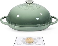 Davivy 6QT Cast Iron Oval Dutch Oven with Silicone Baking Mat, Bread Dutch Oven for Sourdough Bread 