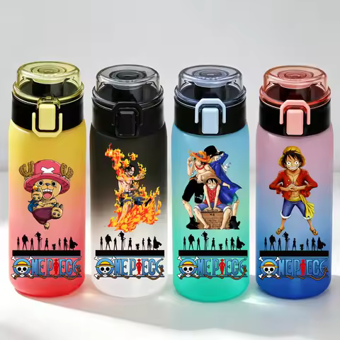 500ml ONE PIECE Cartoon Water Bottle Monkey D. Luffy Monkey D. Luffy Flip Cover Plastic Cup Portable