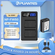 PUANTES NP-FW50 2-slot LCD USB charger + battery for Sony NEX-3C/5C/5D/5N/5NK/5R/5T/6/7/F3
