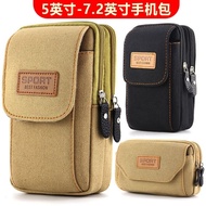 Canvas Mobile Phone Bag Men Waist Bag Wear Belt Mobile Phone Bag Multifunctional Coin Purse Construc