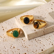 Cincin Emas Lelaki Cincin Berlian Kristal Natural Tiger Eye Stone Ring Ma'am Men`S 18K Gold Zircon Available Crystal Diamond Ring
