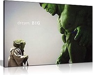 Panther Print, Canvas Wall Art, Yoda and the Hulk Comic Book Movie, Avengers Superhero Picture Prints, Print for Special Occasions (76x51cm)